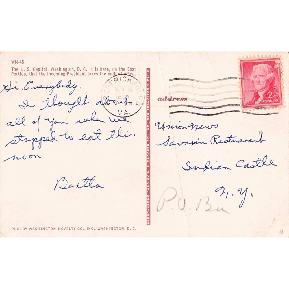 Vintage 1951 US Capitol Building Postcard Washington DC Mirro-Krome WN-45 - Picture 2 of 2